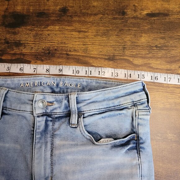 American Eagle Jeans 8 R Next Level Stretch Super Hi Rise Jegging Ripped Patched - Picture 7 of 11